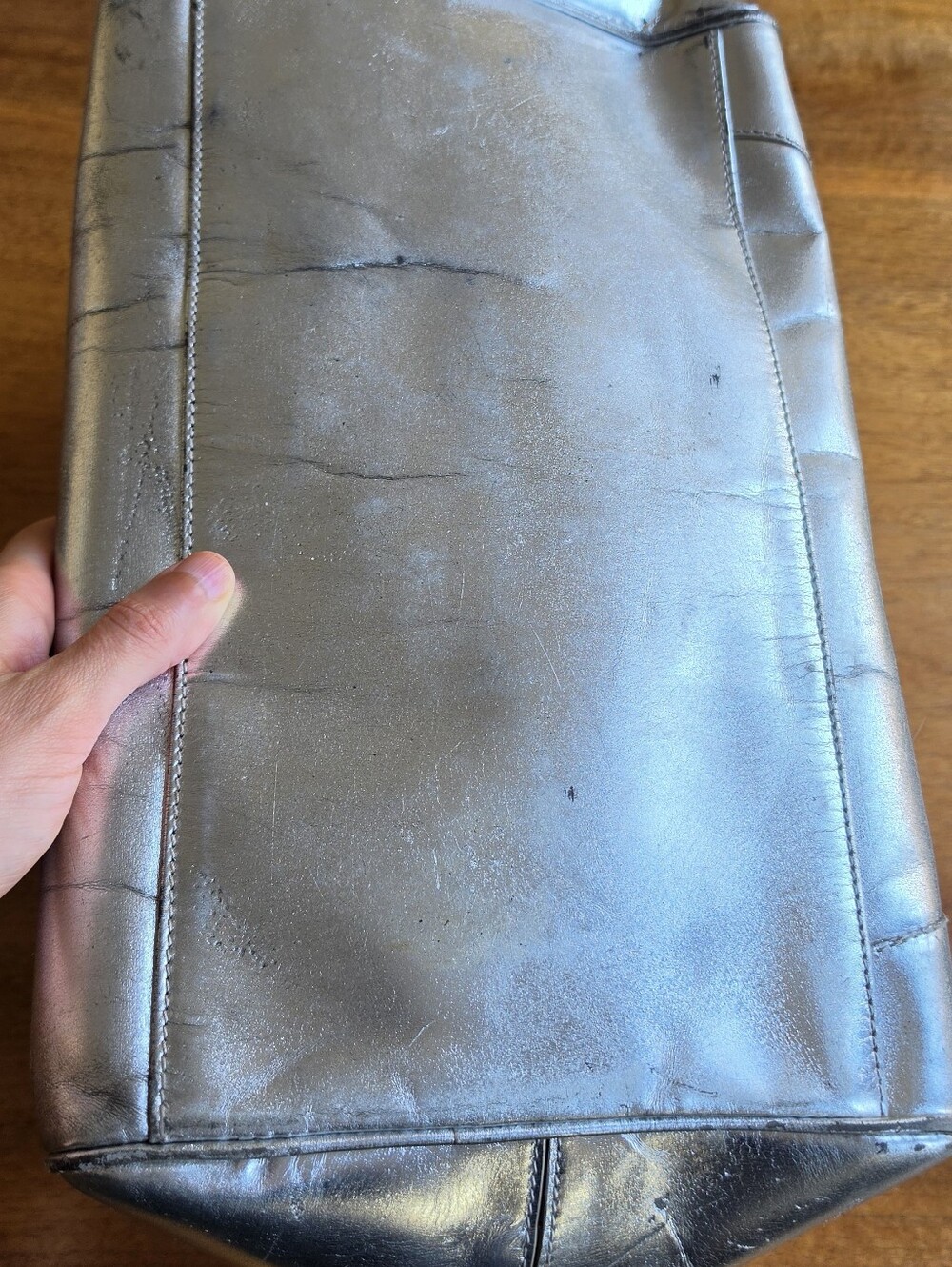 Balenciaga 2009 Metallic Silver Bowling PM Bag With Braided Handles Y2K - Picture 12 of 16